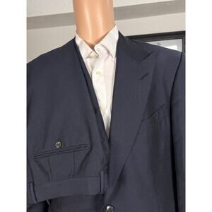 Tom Ford Navy Cashmere Mohair Peak Lapel 2 Piece Suit 56LEU 46L US 37x33 Trouser